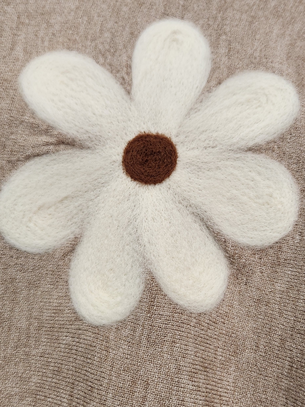 Aaeda Brand, Beige Floral Appliqué Women's Sweater. L - Picture 5 of 10